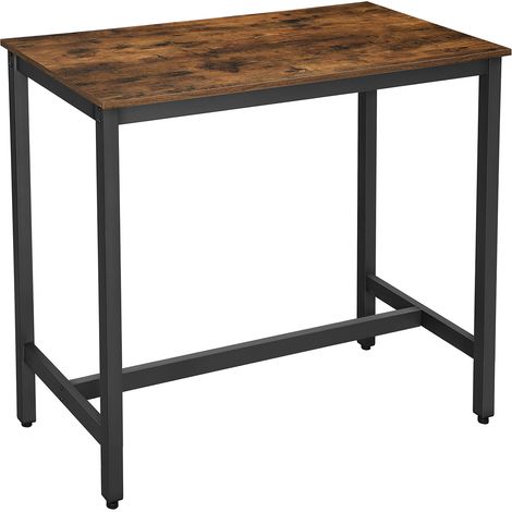 Table Haute de Bar, Table à Manger, Cadre en métal, pour Boissons, Cocktails, Brasserie, Restaurant, Salon, Cuisine, 120 x 60 x 105 cm - brun vintage / noir (1/5)