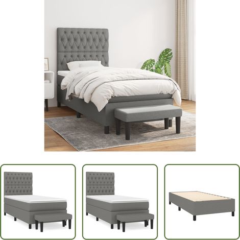 Matratze - Boxspringbett mit Matratze Dunkelgrau 100x200 cm Stoff (1/5)