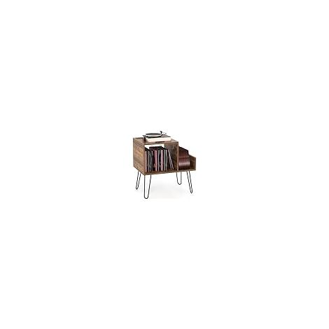 COSTWAY Supporto per Giradischi con Presa di Corrente, Espositore per Dischi con Presa di Corrente e Porta USB, capacità Fino a 145 Album, per Soggiorno e Camera da Letto, 66 x 45 x 67 cm (Marrone)
