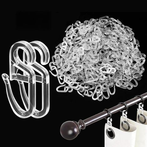 130 Stück Gardinenhaken mit 6-mm-Ösen, transparente Rollgardinenclips für Gardinenschienen und -stangen, Gardinenzubehör für Schlafzimmer und Wohnzimmer (1/5)