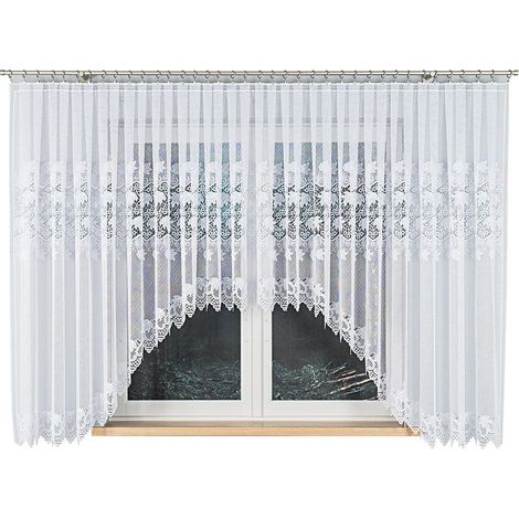 Elżbieta - Cortina jacquard confeccionada con abertura en la parte inferior - 600x160 cm - blanca (1/5)
