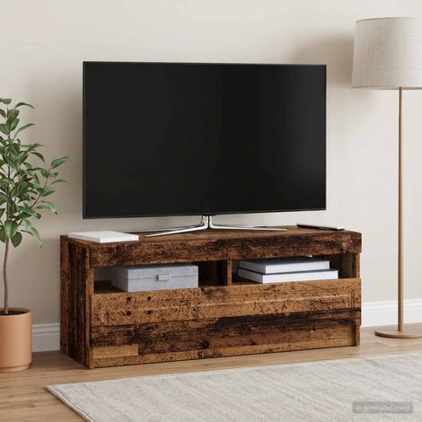 vidaXL Meuble TV LED Bois ancien Bois d'ingénierie (1/5)