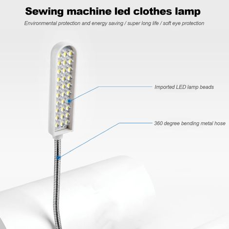 Lampe LED ultra-lumineuse à 30 LED pour machine à coudre, multifonctionnelle et flexible, à économie d'énergie. (1/2)
