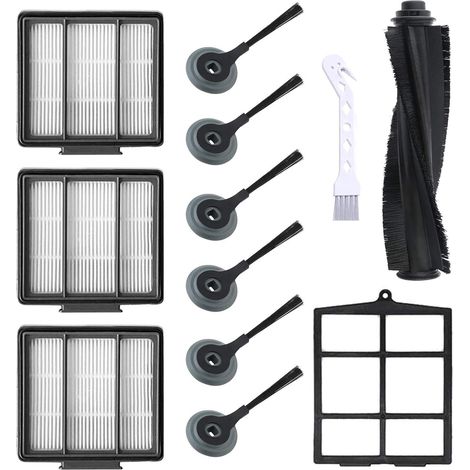Juego de repuestos para robot aspirador Shark ION RV850 S87 R85, 12 piezas (1 cepillo principal + 6 cepillos laterales + 3 filtros + 1 prefiltro + 1 cepillo de limpieza) (1/5)