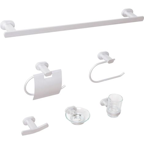 6-Piece Bathroom Hardware Set TOCOPILLA with Towel Bars and Hooks Silver