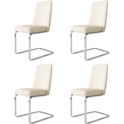 Chaise de salle à manger en velours, lot de 4 chaises beige, fauteuil de salon luxueux avec pieds en métal argenté, charge 150 kg (1/5)