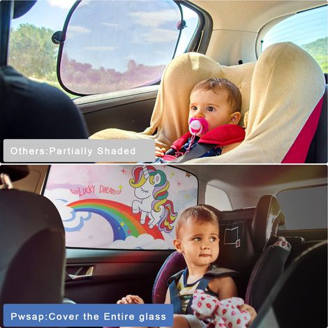 2 pezzi Parasole per auto per bambini, Parasole per auto unicorno colorato, Blocca i raggi UV, Parasole magnetico per finestrini laterali, Protegge il sole dell'auto da bambini e animali domestici (1/4)