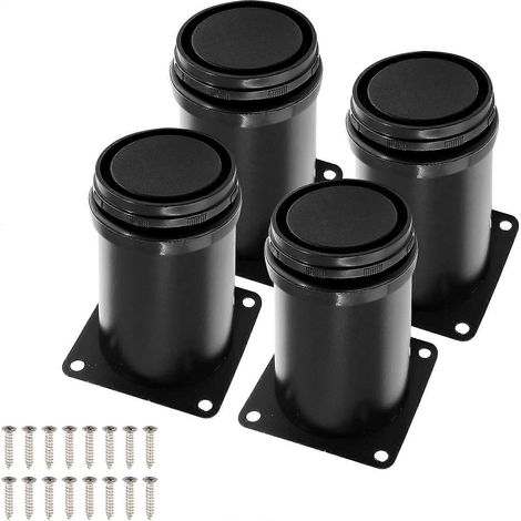 Ensemble de 4 pieds de meuble réglables, pieds réglables en acier inoxydable, 120 mm, pieds de meubles, pieds de lit noirs, pieds de meubles de cuisine, ensemble de canapé, pieds de penderie, convient (1/5)