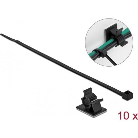 Delock Abrazadera de cable 25 x 18 mm con Sujetacables LA 200 x AN 3,6 mm negro