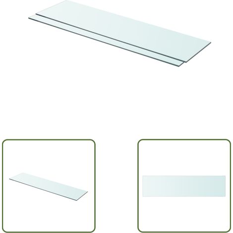 The Living Store Panneaux d'étagère 2 pcs Verre Transparent 80 x 20 cm - Etagere Murale - Étagère Transparente - Étagère Verre Trempé - Décoration Murale - Rangement Mural (1/3)