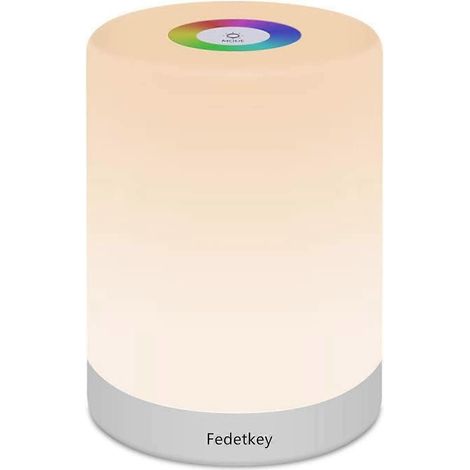 Veilleuse tactile rechargeable intelligente, lampe de chevet avec mode de changement de couleur RGB à intensité variable, idéale pour la chambre d'enfant, le bureau et le camping (AAA) (1/5)