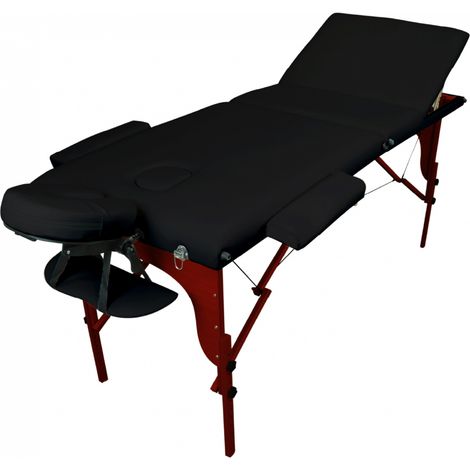 Table de massage pliante 3 zones en bois de hêtre – Panneau Reiki – Housse de transport – Réglable 63-84 cm – Charge 250 kg – Vivezen