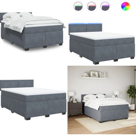 Boxspringbett mit Matratze Dunkelgrau 140x190 cm Samt - Boxspringbett - Doppelbett - Samtbett - Luxusbett - Schlafzimmermöbel - Home & Living (1/5)