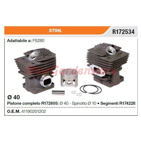 Cilindro e pistone decespugliatore FS280 compatibile STIHL 41190201202