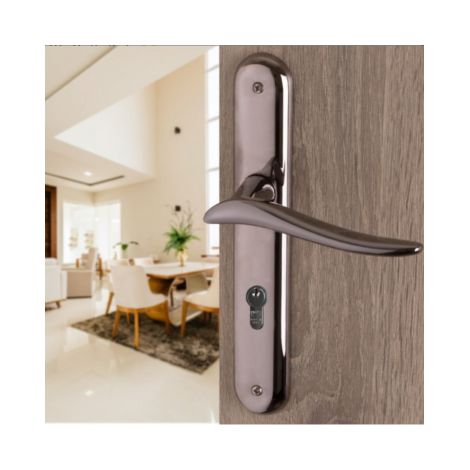 Ouvre&Déco – Lot de 2 poignées de porte MARISA – Laiton canon de fusil – Entraxe 195 mm – Design sans ressort de rappel pour portes d'entrée