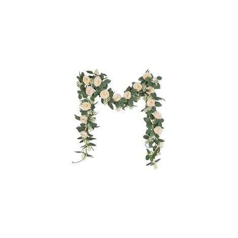 Ghirlanda di rose artificiali con foglie verdi, 200 cm, 2 ghirlande di fiori per decorazioni domestiche e nuziali - Crezuo