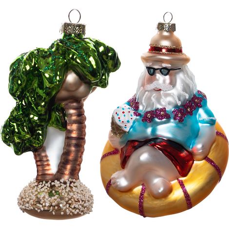 Lot de 2 décorations en Verre soufflé pour Sapin de Noël et cocotier Tropical (1/5)