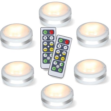Lot de 6 lampes LED à piles télécommande dimmables blanc naturel (1/5)