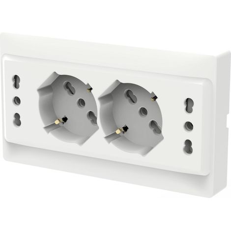 Multipresa Da Incasso Scatola 503 Bianco Lucido, 2 Prese Schuko Universale P40 + 2 Prese Bipasso Italiano 10/16A, 140X80X23mm (1/3)