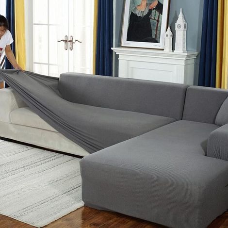 Housse De Canapé D'angle - Polyester 92 % Élasthanne 8 % - Pour Canapé 3 Places 185-235 Cm - Lavable En Machine - 1 Pièce (1/5)