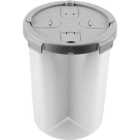 Boîte de rangement alimentaire, récipients à céréales, plateau de rangement semi-transparent à 4 compartiments pour la cuisine, grand, gris (3,6 L) (1/5)