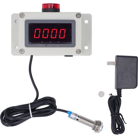 Tachymètre numérique à capteur magnétique à effet Hall, anti-interférence, mesure de vitesse de rotation en tr/min, avec alarme, prise US 100-240V (1/5)