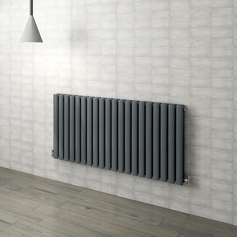 Oval Column Radiator 600x1180mm Anthracite Horizontal Radiator Double Modern Central Heating Radiators (1/5)