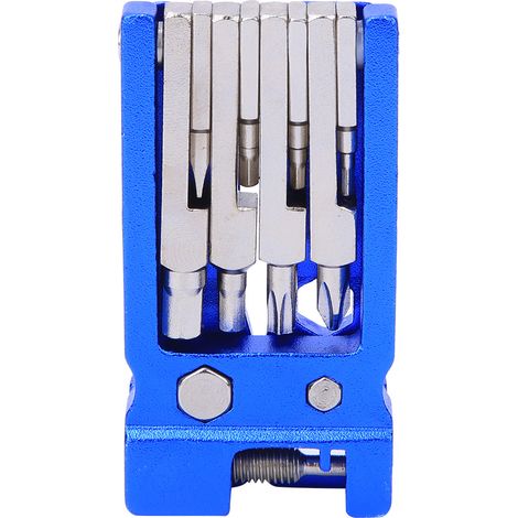 Coupe-chaîne de vélo multifonctionnel 20 en 1, outil de réparation portable en alliage d'aluminium, bleu (1/5)