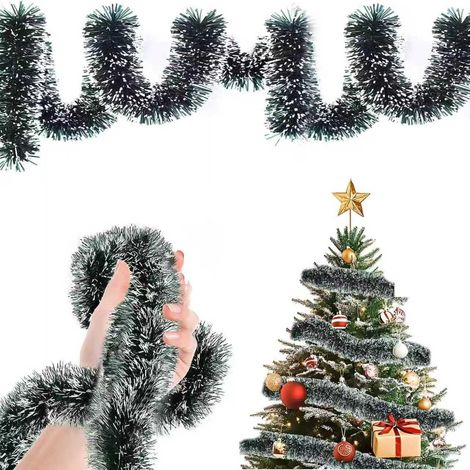 10 Mètres Guirlande Noel,Guirlande Sapin Artificiel Noë,Decoration Noel Interieur Maison,pour escalier, cheminée et fête (Vert) (1/5)