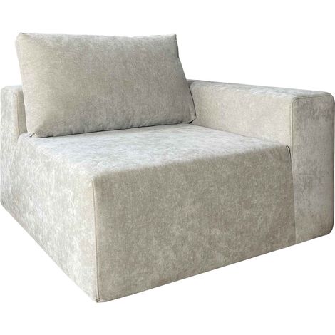 Fauteuil d'angle pour canapé modulable en tissu écru L 100 cm - Hector (1/5)