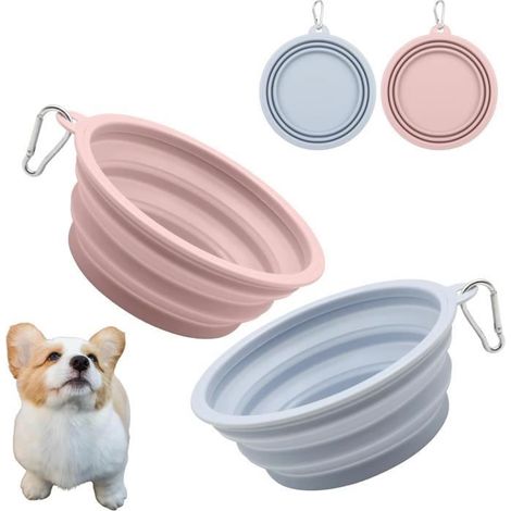 Gamelle Pliable - Noname - Rose et Bleu - Silicone - 650ml - Pour Chien (1/4)