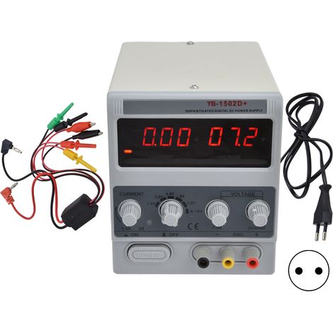 Alimentation DC réglable 3 chiffres 15V 2A 1502D+ (prise UE 220V) pour test DIY, bloc secteur stabilisé à découpage (1/5)