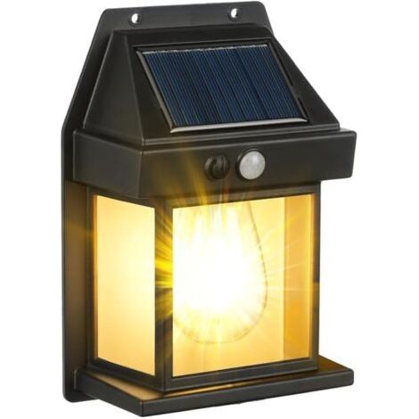 Luz Solar Jardín Terraza, Lámparas Seguridad PIR, Antiguas IP65 Impermeables, Muro Valla Patio, Negro (1/5)