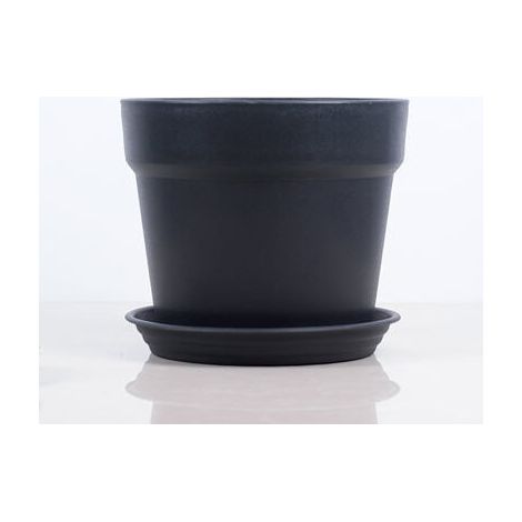 16cm Kunststoff Blumentopf mit Untersetzer, 6er-Set Plastik Übertopf Kräutertopf mit Mehrere Ablauflöchern, Rund Pflanzkübel für Innen und Balkon Sukkulenten Kaktus, Schwarz (1/4)