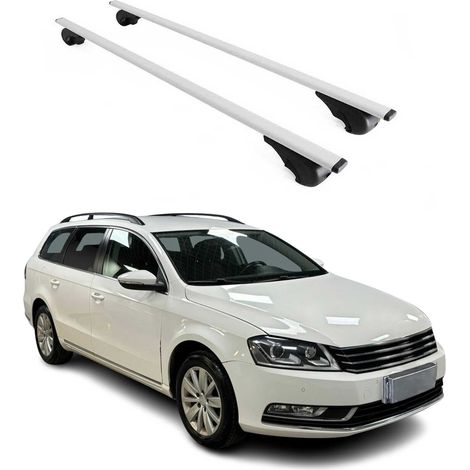 OMAC Dachträger Querträger für VW Passat B7 Variant 2010-2014 – Abschließbar – Max. 75 kg – 2 Stangen Stahl Silber (1/5)