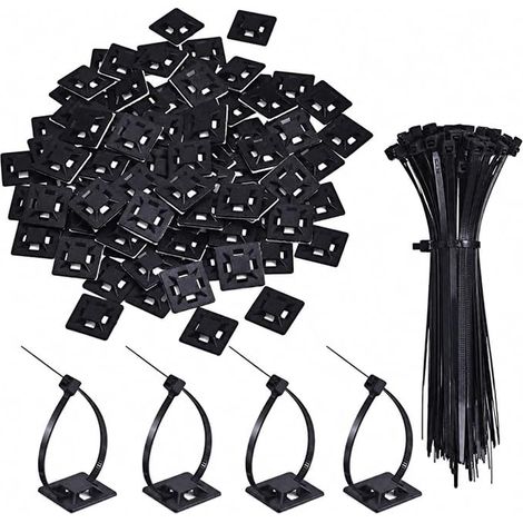 Supports Adhésifs pour Attaches Câble, 2.01 x 2.01 x 0.41 cm (1/5)