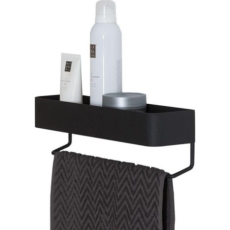Sealskin Brix Tablette avec porte-serviettes 35x8x10cm métal noir (1/5)