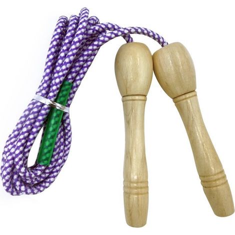 Corde à sauter avec poignée en bois et corde en coton, adaptée à la plupart des âges, outil de fitness (1/5)