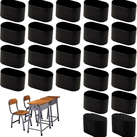 Set mit 24 rechteckigen Silikon-Stuhlgleitern – Schutz für Hartböden – Rutschfest und verschleißfest