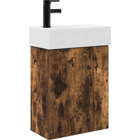Mobile bagno con rubinetto Rovere Fumo 45,5 x 22,5 x 84 cm vidaXL (1/5)