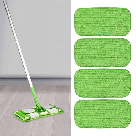 Lot de 4 lingettes de balai en microfibre efficaces pour le nettoyage des sols, carrelages et marbres (1/4)