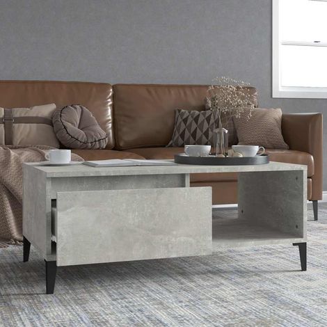 vidaXL Mesa de centro madera contrachapada gris hormigón 90x50x36,5 cm (1/5)