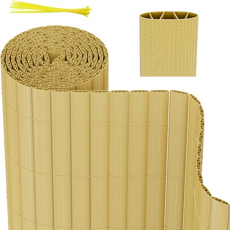 Randaco PVC Sichtschutzmatte Balkon – Stabiler Wind- & Sichtschutz für Garten, Terrasse & Zaun Bambus 120x400cm