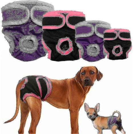 Couches lavables pour chiennes, couches réutilisables pour chiennes, super absorbantes et confortables (taille, couleur : XL - violet) (1/4)