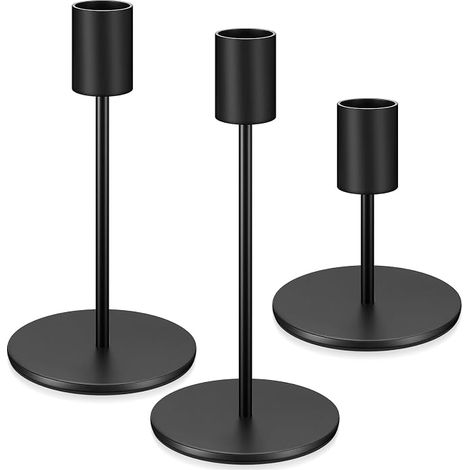 Candlestick Candlesticks, Metal Candlestick, Candle Holders for Cylindrical Candle Metal Tops Decorative for Table Decoration, Home, Wedding, Christmas Black (1/5)