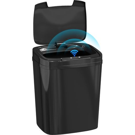 Cubo Basura Cocina Automático 15L Captador Infrarrojo Modo Manual Anillo Retención Antihuellas Negro