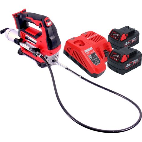 Milwaukee M18 GG-402 Pompa per grasso a batteria 18 V 690 bar + 2 batterie 4,0 Ah + caricabatteria