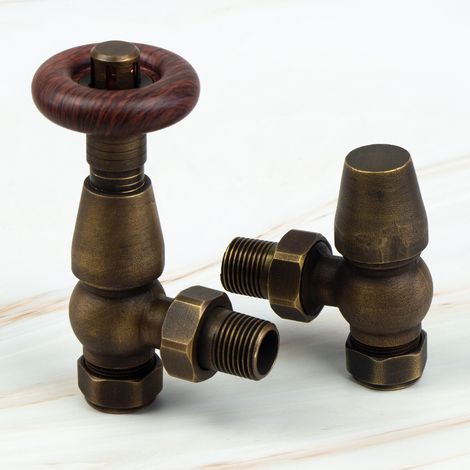 Antique Brass Traditional TRV Chelsea Radiator Valve & Lockshield (1/2)