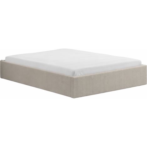 Letto con contenitore 140x190 cm in velluto a coste beige AUSTIN