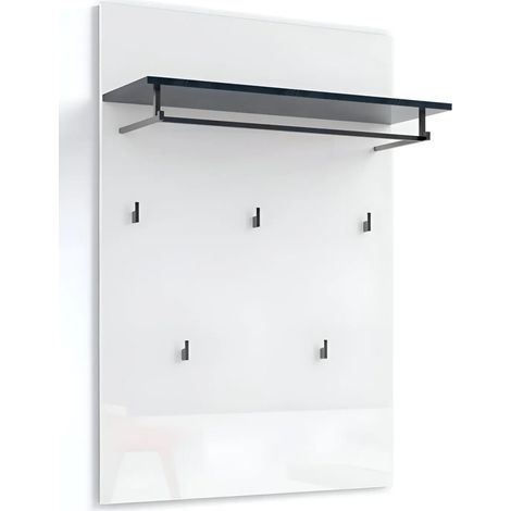 Appendiabiti da Parete Bianco 80x26x115 cm con Mensola Antracite (1/4)